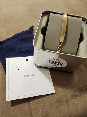 Fossil gold-tone engravable ID bracelet- Unisex